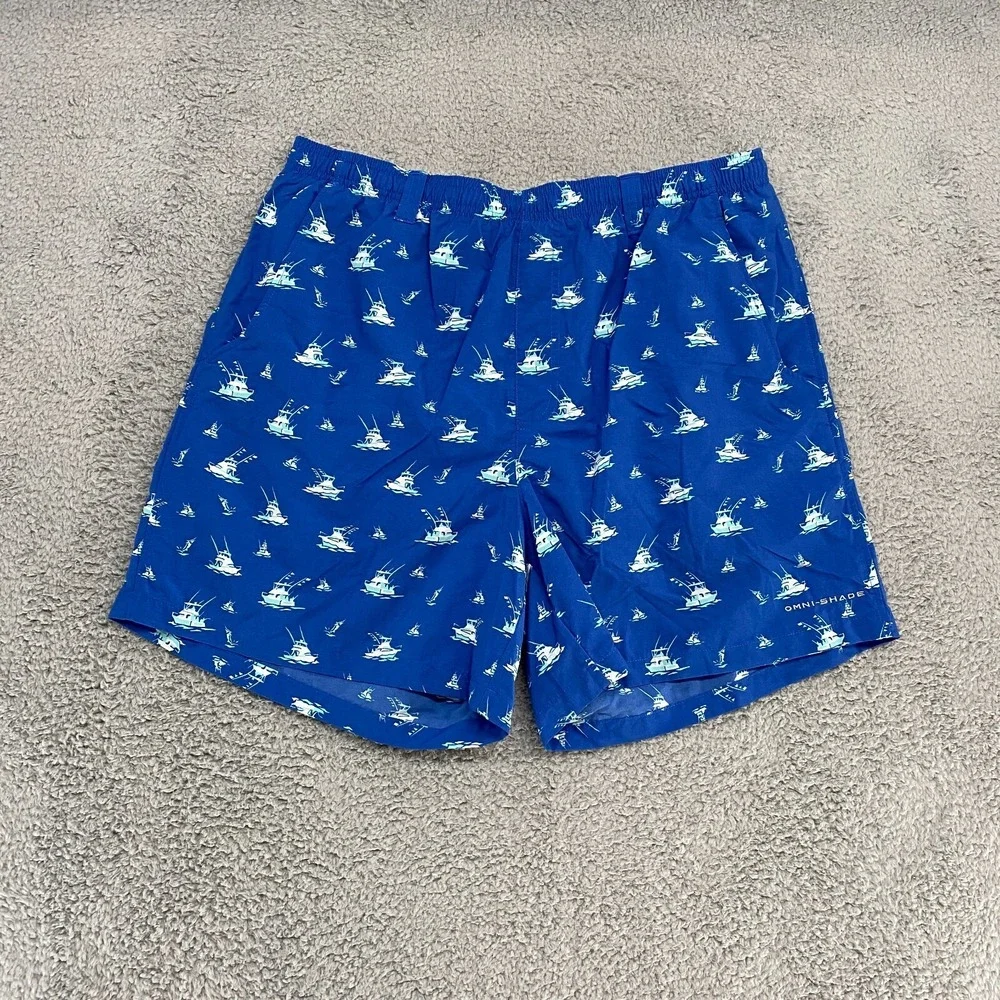 Columbia PFG Swim Trunks Mens Large Fish‎ Mesh Lined Beach Fishing Boat